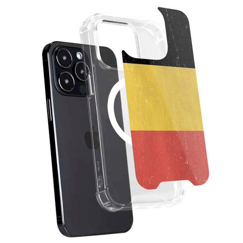 Belgium Flag Distressed iPhone 15 Pro MagSafe Case
